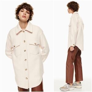 ARITZIA WILFRED FREE The Ganna Merino Wool Shirt Jacket in Heather Bone Size 2XS
